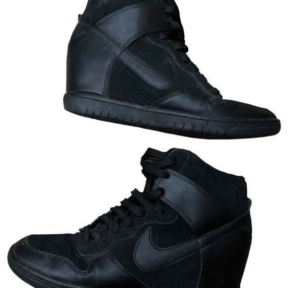 RARE 2013 Nike Dunk Sky High Black Hidden Wedge Heel Size 10 - Picture 6 of 16